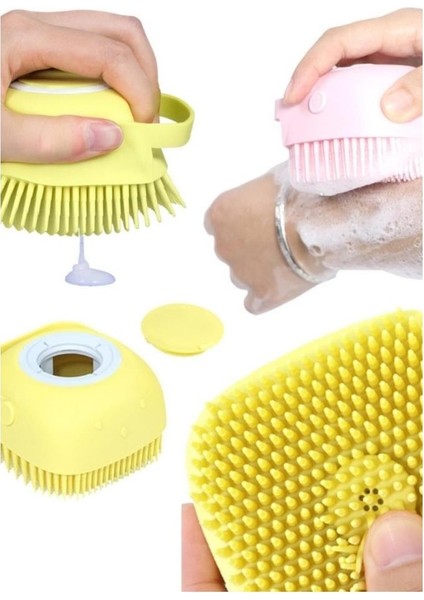 Yumuşak Dokuya Sahip Şampuan Hazneli Banyo Lifi Banyo Kesesi Sırt Kesesi Hazneli Silikon Kese Lif fırsatları