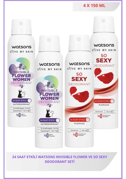 Invisible Flower 150 ml x 2 ve So 150 ml x 2 Deodorant Seti