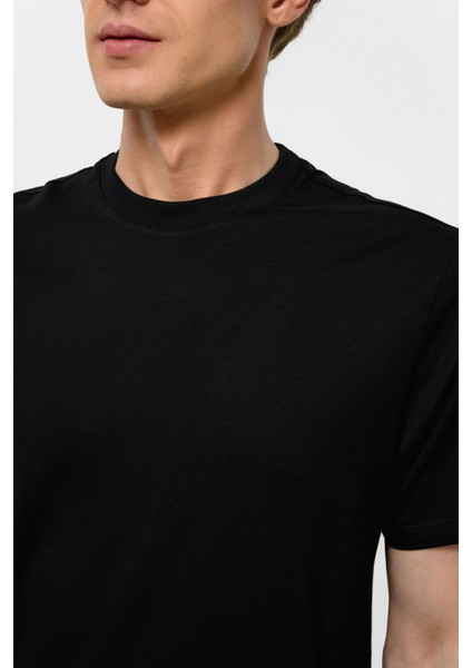 Siyah Regular Düz Bisiklet Yaka Tişört modelleri