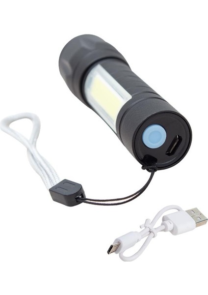 Metal Flashlıght Power Ledli Şarjlı El Feneri (4989)