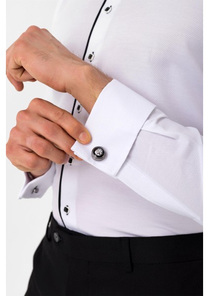 Siyah Slim Fit Düz Ata Yaka Gömlek fırsatları