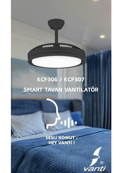 KCF306 Vanti 30W 42” Smart Ledli Modern Vantilatör Siyah fiyatları