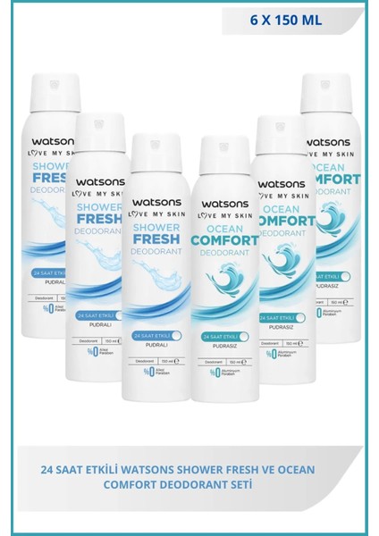 Shower Fresh 150 ml x 3 ve Ocean Comfort 150 ml x 3 Deodorant Seti