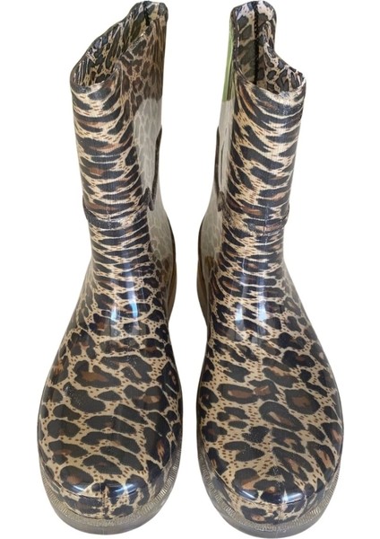 Bahçe ve Yağmur Çiçekli Kadın Çizmesi 36-40 Leopar