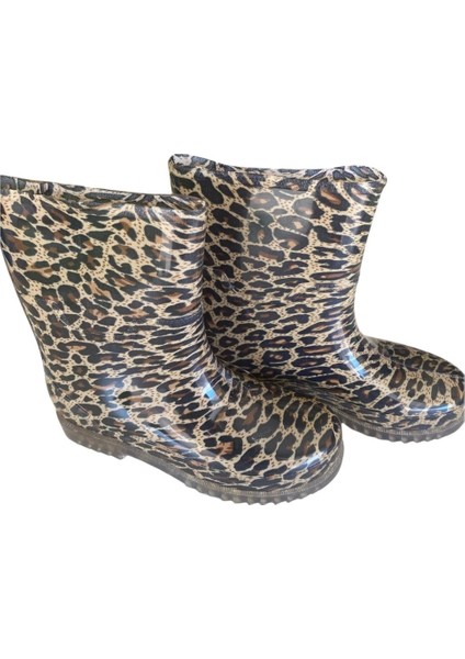 Bahçe ve Yağmur Çiçekli Kadın Çizmesi 36-40 Leopar