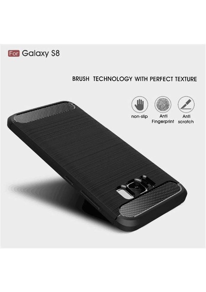Samsung Galaxy S8 Plus ile Uyumlu Kamera Korumalı Darbe Önleyici Carbon Brushed Silikon Kılıf fırsatları