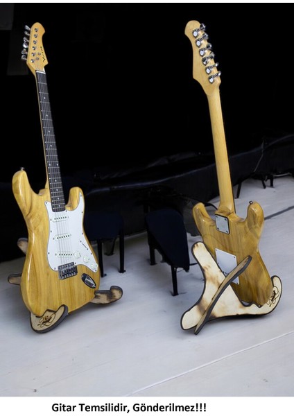 Ahşap Klasik Akustik Elektro Gitar Standı - Natural indirimleri