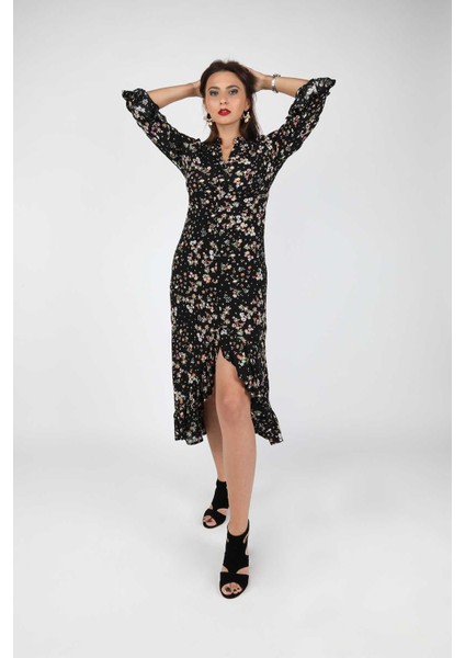 Kadın Çiçekli Elbise Siyah modelleri