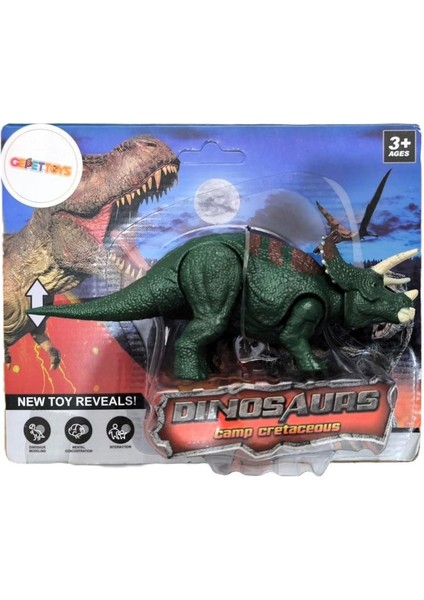 WS5305 Kafa ve Eklemleri Hareket Ettirilebilir Triceratops Dinazor Figürü Kahverengi