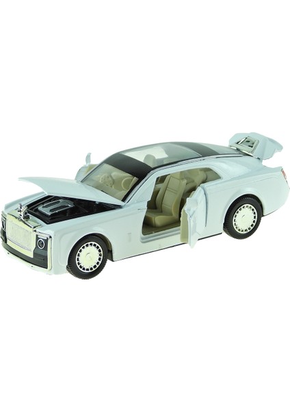 Oyuncak Metal Araba Çek Bırak Işıklı Sesli Phantom 13 cm Beyaz