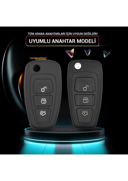 Focus Mondeo 3 Buton Sustalı Silikon Anahtar Kılıfı - Siyah modelleri