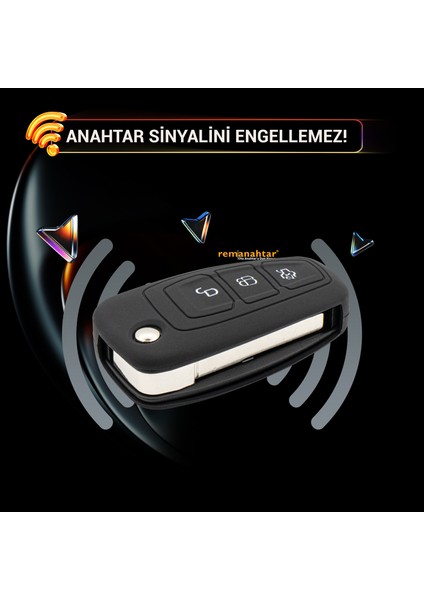 Focus Mondeo 3 Buton Sustalı Silikon Anahtar Kılıfı - Siyah fırsatları