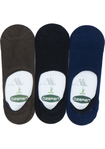 Erkek Yazlık Babet Çorap Bambu 3 Lü Topuğu Silikonlu Spor Model Terletmez Kaymaz Koku Yapmaz