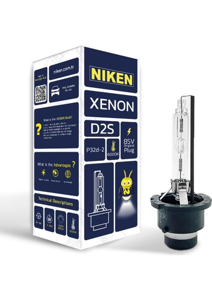 Nıken D2S 6000K Beyaz Xenon Far Ampulü, 85V, 35W, P32D-2, 6000K