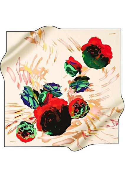 Tivil İpek Eşarp 5134438 - 913 - 48699 Krem Karışık Desen