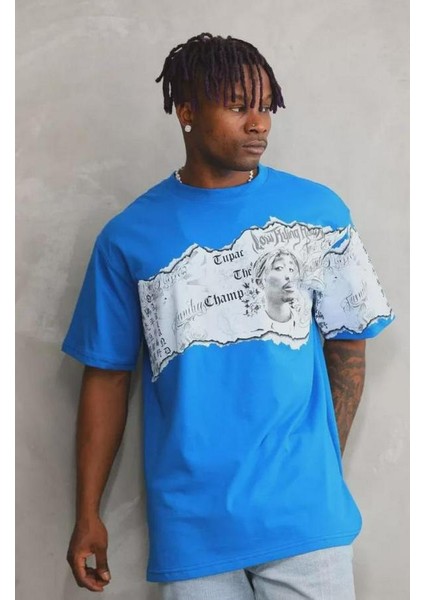 Unisex Bisiklet Yaka Baskılı Oversize T-Shirt fiyatları