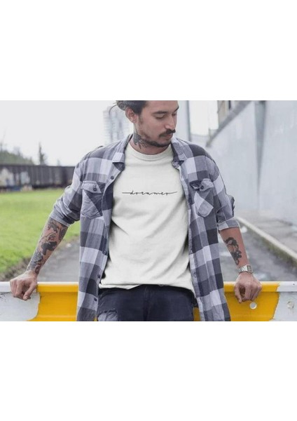 Bisiklet Yaka Baskılı Oversize T-Shirt