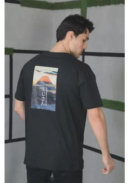 Unisex Bisiklet Yaka Baskılı Oversize T-Shirt modelleri