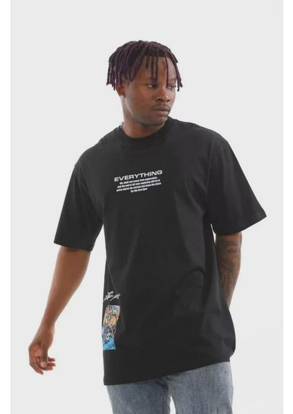 Unisex Bisiklet Yaka Baskılı Oversize T-Shirt fiyatları