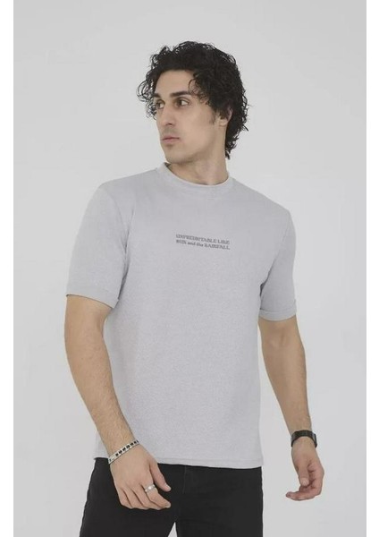 Unisex Bisiklet Yaka Slim Fit T-Shirt- Boyalı Gri fiyatları