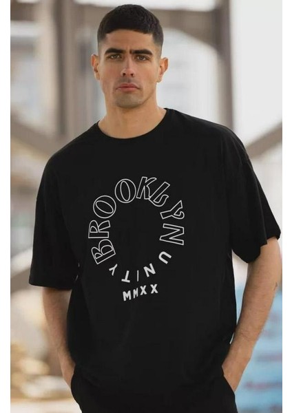 Unisex Bisiklet Yaka Baskılı Oversize T-Shirt fiyatları