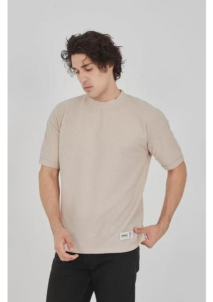 Unisex Waffle Kumaş Rahat Kol T-Shirt fiyatları