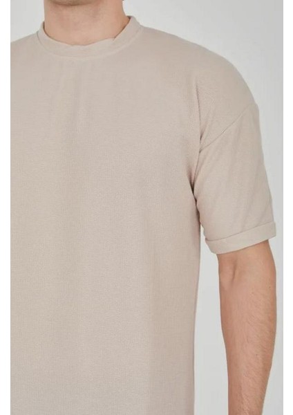 Unisex Waffle Kumaş Rahat Kol T-Shirt modelleri