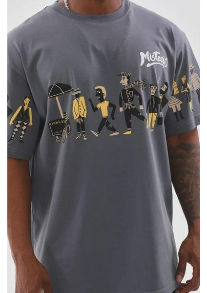 Unisex Bisiklet Yaka Baskılı Oversize T-Shirt fiyatları