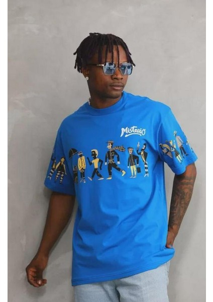 Unisex Bisiklet Yaka Baskılı Oversize T-Shirt modelleri