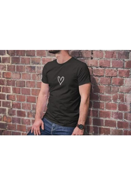 Unisex Bisiklet Yaka Baskılı Oversize T-Shirt