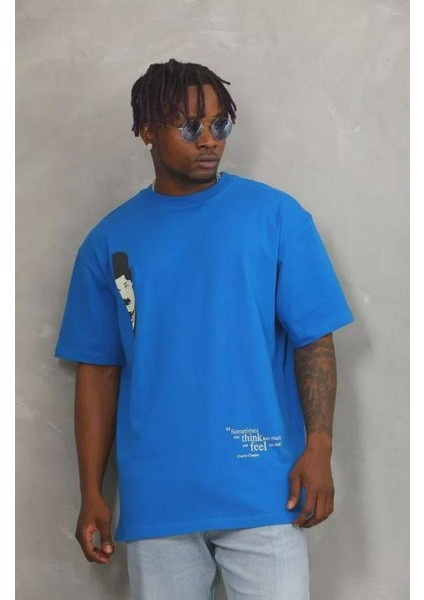 Unisex Oversize Baskılı Bisiklet Yaka T-Shirt modelleri