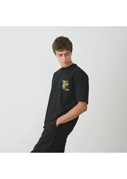 Unisex Bisiklet Yaka Baskılı Oversize T-Shirt modelleri