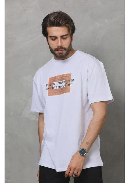 Unisex Bisiklet Yaka Baskılı Oversize T-Shirt fiyatları