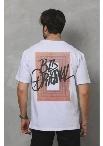 Unisex Bisiklet Yaka Baskılı Oversize T-Shirt modelleri