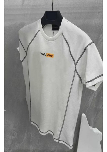 Unisex Dikişli Baskılı Oversize T-Shirt