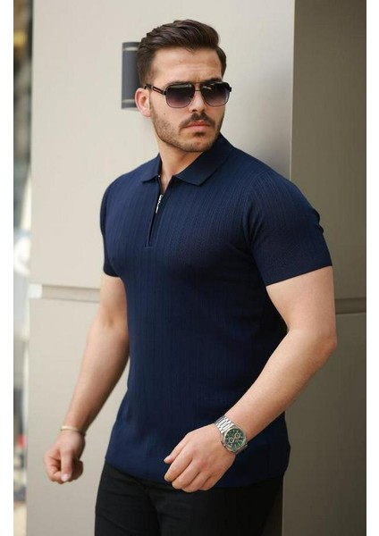 Fermuar Yakalı Kısa Kollu Tişört fiyatları