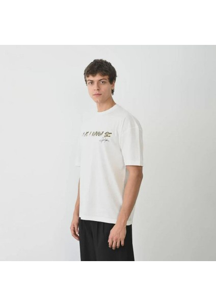 Unisex Bisiklet Yaka Baskılı Oversize T-Shirt fiyatları