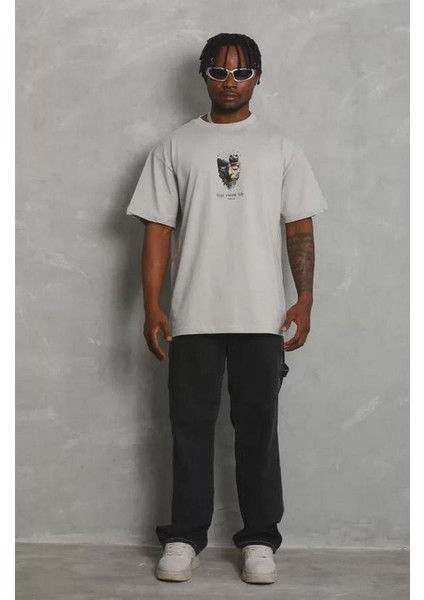 Unisex Oversize Baskılı Bisiklet Yaka T-Shirt modelleri