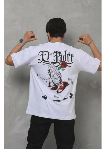 Unisex Bisiklet Yaka Baskılı Oversize T-Shirt modelleri