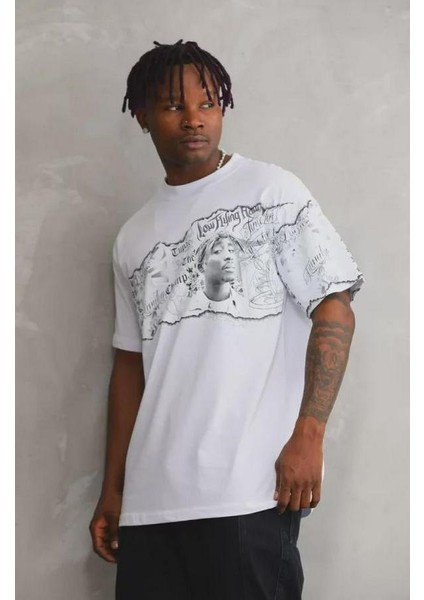 Unisex Bisiklet Yaka Baskılı Oversize T-Shirt fiyatları