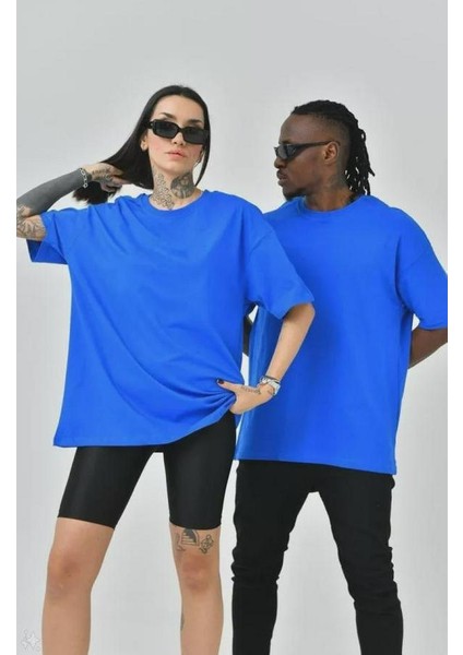 Unisex Basic Bisiklet Yaka Oversize T-Shirt