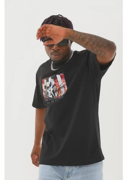 Unisex Oversize Baskılı Bisiklet Yaka T-Shirt modelleri