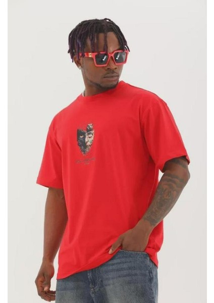 Unisex Oversize Baskılı Bisiklet Yaka T-Shirt modelleri