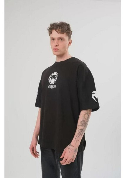 Unisex Bisiklet Yaka Baskılı Oversize T-Shirt fiyatları