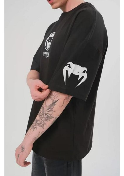 Unisex Bisiklet Yaka Baskılı Oversize T-Shirt modelleri