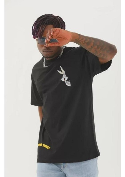 Unisex Oversize Baskılı Bisiklet Yaka T-Shirt fiyatları