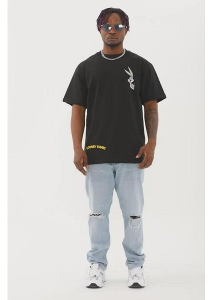 Unisex Oversize Baskılı Bisiklet Yaka T-Shirt modelleri