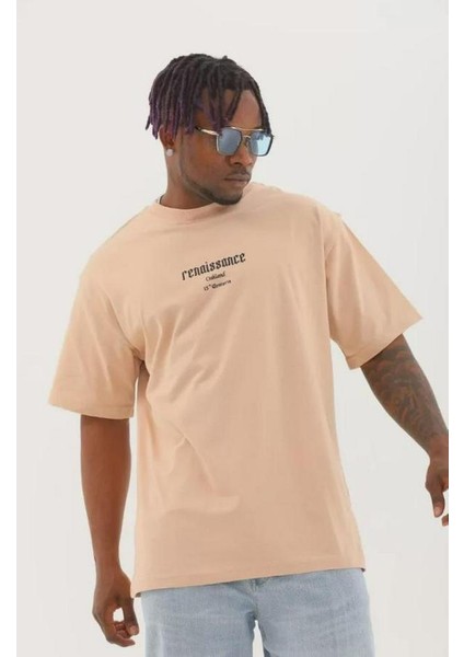 Unisex Oversize Baskılı Bisiklet Yaka T-Shirt fiyatları