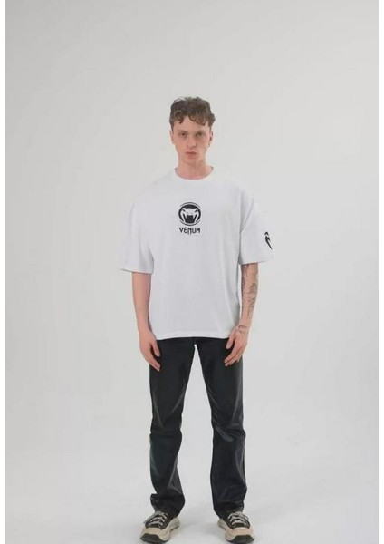 Unisex Bisiklet Yaka Baskılı Oversize T-Shirt fiyatları