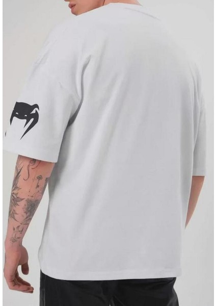 Unisex Bisiklet Yaka Baskılı Oversize T-Shirt modelleri